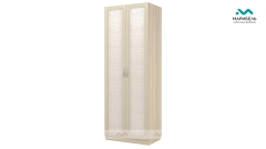 Шкаф 2-х створчатый VIP-3 Визит-16 МАГ-РИВЕР Дуб беленый/Кожа крокодила светлая/Туя светлая