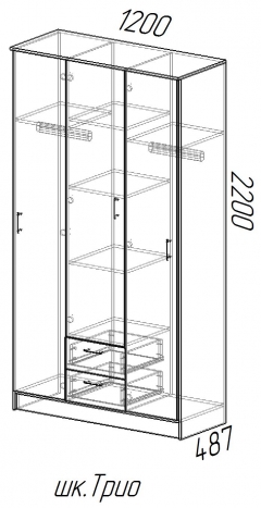 Шкаф Трио МАГ-РИВЕР Венге/Сосна Лоредо