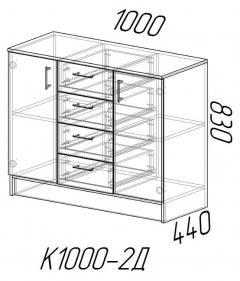 Комод к1000-2д МАГ-РИВЕР Венге/Сосна Лоредо