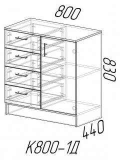 Комод К800-1Д МАГ-РИВЕР Ясень шимо темный/Ясень шимо светлый