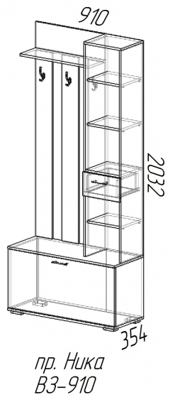 Вешалка с зеркалом В3910 Ника МАГ-РИВЕР Венге/Сосна Лоредо
