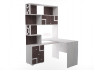 Стол письменный угловой с надстройкой Омега 16 МАГ-РИВЕР Анкор светлый/Анкор темный