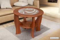 Стол журнальный круглый со вставкой из стекла МАГ-РИВЕР 1