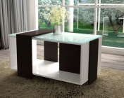 Стол журнальный - 3 МАГ-РИВЕР Белый глянец/Антрацит/Стекло