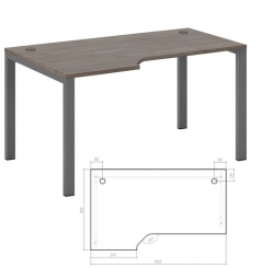 Стол эргономичный левый на металлоопорах POINTEX New Line NLN36322634 Дуб шамони темный