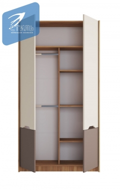 Шкаф Стиль RICH ШК-002 Миндаль/Глиняный серый/дуб крафт золотой