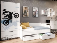 Комплект мебели для детской Любимый дом Мотокросс 2 Серый шелк с фотопечатью