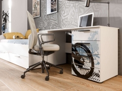 Комплект мебели для детской Любимый дом Мотокросс 3 Серый шелк с фотопечатью