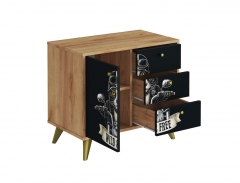 Комод Стиль Фьюжн КМ-002 дуб крафт золотой/BIKER CAT