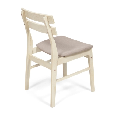 Стул Tetchair CT 8805 Fes с мягким сиденьем дерево гевея, 53,547,576,5см, античный белый, ткань бежевая FG22616-16