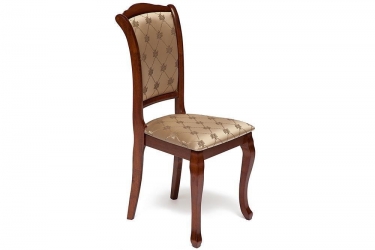 Стул Tetchair Geneva GN-SC дерево гевея, 46х52х96см, MAF Brown, ткань золотистые цветы SK-GF