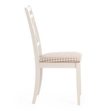 Стул Tetchair Picasso PC-SC дерево гевея, 45х53х97см, ivory white слоновая кость 2-5, ткань клетка мелкая S505-18