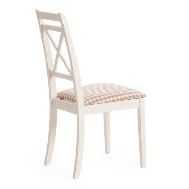 Стул Tetchair Picasso PC-SC дерево гевея, 45х53х97см, ivory white слоновая кость 2-5, ткань клетка мелкая S505-18