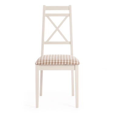 Стул Tetchair Picasso PC-SC дерево гевея, 45х53х97см, ivory white слоновая кость 2-5, ткань клетка мелкая S505-18