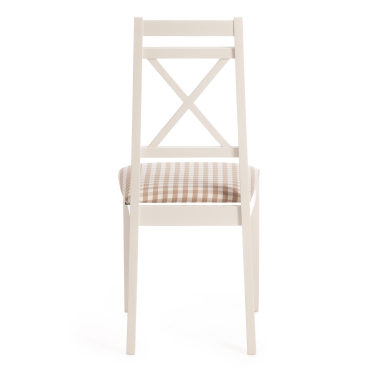 Стул Tetchair Picasso PC-SC дерево гевея, 45х53х97см, ivory white слоновая кость 2-5, ткань клетка мелкая S505-18
