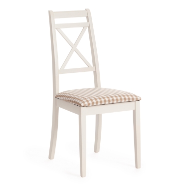 Стул Tetchair Picasso PC-SC дерево гевея, 45х53х97см, ivory white слоновая кость 2-5, ткань клетка мелкая S505-18
