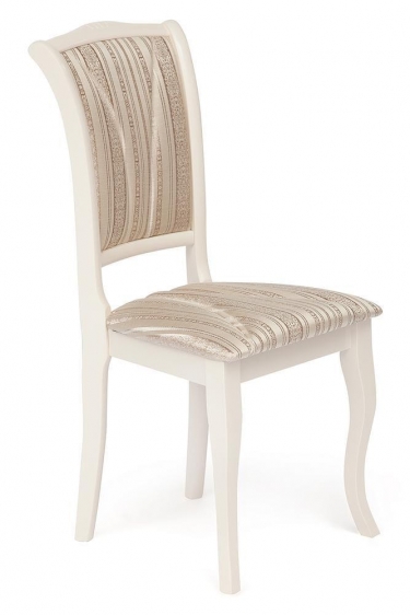 Стул Tetchair Opera OP-SC дерево гевея, 45х53х97см, ivory white слоновая кость 2-5, ткань бежевая, рисунок золотистый 180-9