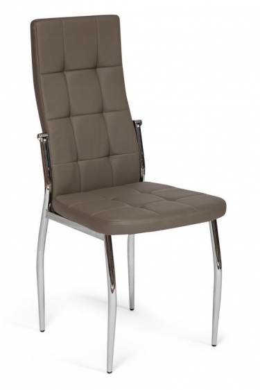 Стул Tetchair ELFO mod.35 металл/экокожа, 45х53х100х47см, хром/пепельно-коричневый