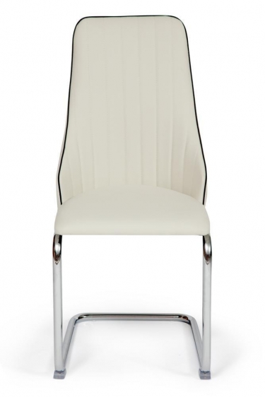 Стул Tetchair FRATELLI mod.8415 металл/экокожа/хром, 44х62х97х47см, слоновая кость окантовка пепельно- коричн.