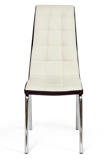 Стул Tetchair ALESSI mod.36 металл/экокожа, 42 х 65 х 101 х 49 см, слоновая кость/темно-коричневый окантовка/хром