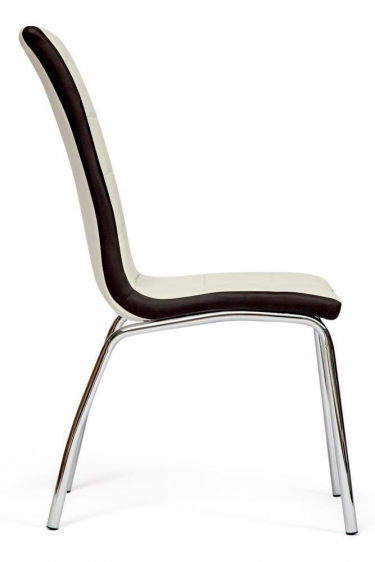 Стул Tetchair ALESSI mod.36 металл/экокожа, 42 х 65 х 101 х 49 см, слоновая кость/темно-коричневый окантовка/хром