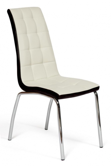 Стул Tetchair ALESSI mod.36 металл/экокожа, 42 х 65 х 101 х 49 см, слоновая кость/темно-коричневый окантовка/хром