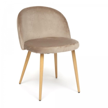 Стул Tetchair MELODY mod. 4997 металл/вельвет, 52х49х78см, серо-бежевый/натуральное дерево