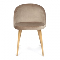 Стул Tetchair MELODY mod. 4997 металл/вельвет, 52х49х78см, серо-бежевый/натуральное дерево
