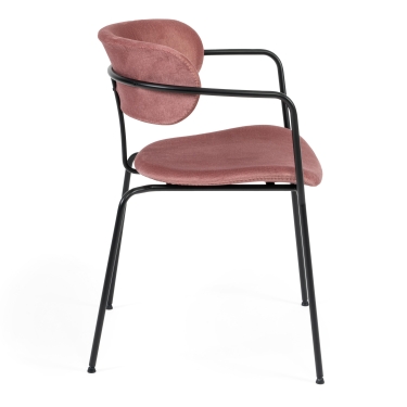 Стул Tetchair VAN HALLEN mod. 2433S ткань/металл, 54,5х53,5/76 см, высота до сиденья 46 см, коралловый/черный