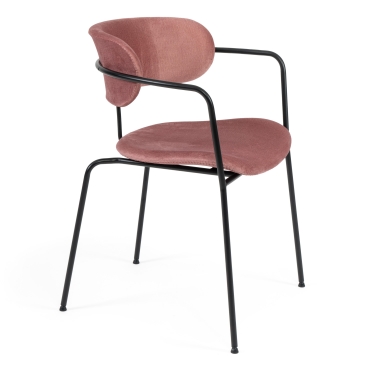 Стул Tetchair VAN HALLEN mod. 2433S ткань/металл, 54,5х53,5/76 см, высота до сиденья 46 см, коралловый/черный