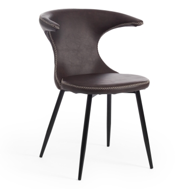 Стул Tetchair FLAIR mod. 9020 экокожа/металл, 60 х 56 х 78 см , коричневый 1/черный
