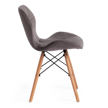 Стул Tetchair STUTTGART mod. 74 вельвет/дерево береза / металл, 50 х 47 х 73 см, серый HLR 24/натуральный