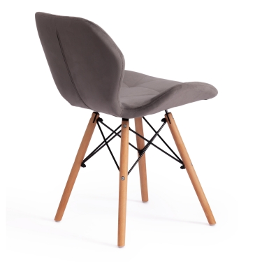 Стул Tetchair STUTTGART mod. 74 вельвет/дерево береза / металл, 50 х 47 х 73 см, серый HLR 24/натуральный