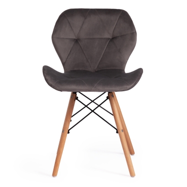 Стул Tetchair STUTTGART mod. 74 вельвет/дерево береза / металл, 50 х 47 х 73 см, серый HLR 24/натуральный