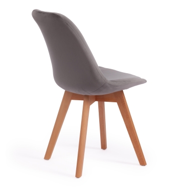 Стул Tetchair TULIP SOFT mod. 74 вельвет/дерево , 54 х 47 х 83 см , светло-серый HLR19/натуральный