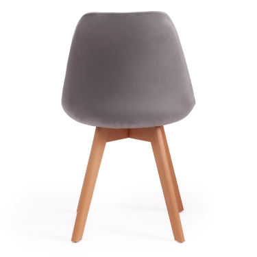 Стул Tetchair TULIP SOFT mod. 74 вельвет/дерево , 54 х 47 х 83 см , светло-серый HLR19/натуральный