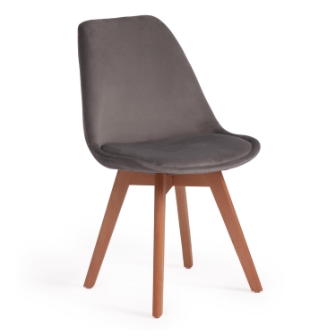 Стул Tetchair TULIP SOFT mod. 74 вельвет/дерево , 54 х 47 х 83 см , светло-серый HLR19/натуральный