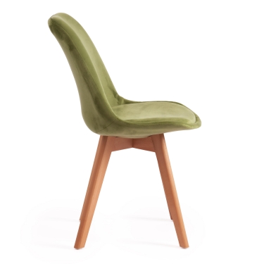 Стул Tetchair TULIP SOFT mod. 74 вельвет/дерево , 54 х 47 х 83 см , зеленый HLR 54/натуральный