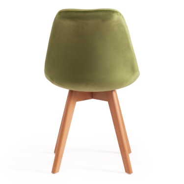 Стул Tetchair TULIP SOFT mod. 74 вельвет/дерево , 54 х 47 х 83 см , зеленый HLR 54/натуральный