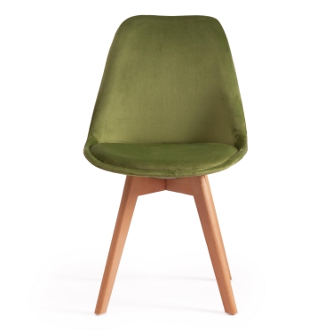 Стул Tetchair TULIP SOFT mod. 74 вельвет/дерево , 54 х 47 х 83 см , зеленый HLR 54/натуральный
