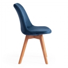 Стул Tetchair TULIP SOFT mod. 74 вельвет/дерево , 54 х 47 х 83 см , синий HLR 63/натуральный