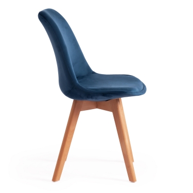 Стул Tetchair TULIP SOFT mod. 74 вельвет/дерево , 54 х 47 х 83 см , синий HLR 63/натуральный