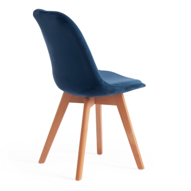 Стул Tetchair TULIP SOFT mod. 74 вельвет/дерево , 54 х 47 х 83 см , синий HLR 63/натуральный