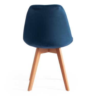 Стул Tetchair TULIP SOFT mod. 74 вельвет/дерево , 54 х 47 х 83 см , синий HLR 63/натуральный