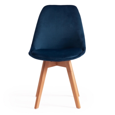 Стул Tetchair TULIP SOFT mod. 74 вельвет/дерево , 54 х 47 х 83 см , синий HLR 63/натуральный
