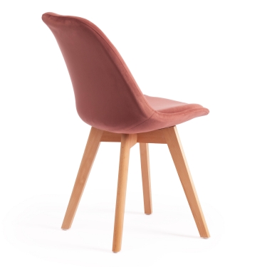 Стул Tetchair TULIP SOFT mod. 74 вельвет/дерево , 54 х 47 х 83 см , коралловый HLR 44/натуральный