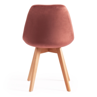 Стул Tetchair TULIP SOFT mod. 74 вельвет/дерево , 54 х 47 х 83 см , коралловый HLR 44/натуральный