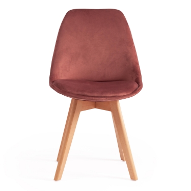 Стул Tetchair TULIP SOFT mod. 74 вельвет/дерево , 54 х 47 х 83 см , коралловый HLR 44/натуральный