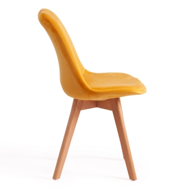 Стул Tetchair TULIP SOFT mod. 74 вельвет/дерево , 54 х 47 х 83 см , желтый HLR 41/натуральный