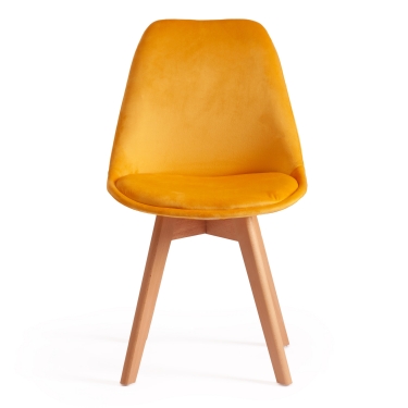 Стул Tetchair TULIP SOFT mod. 74 вельвет/дерево , 54 х 47 х 83 см , желтый HLR 41/натуральный